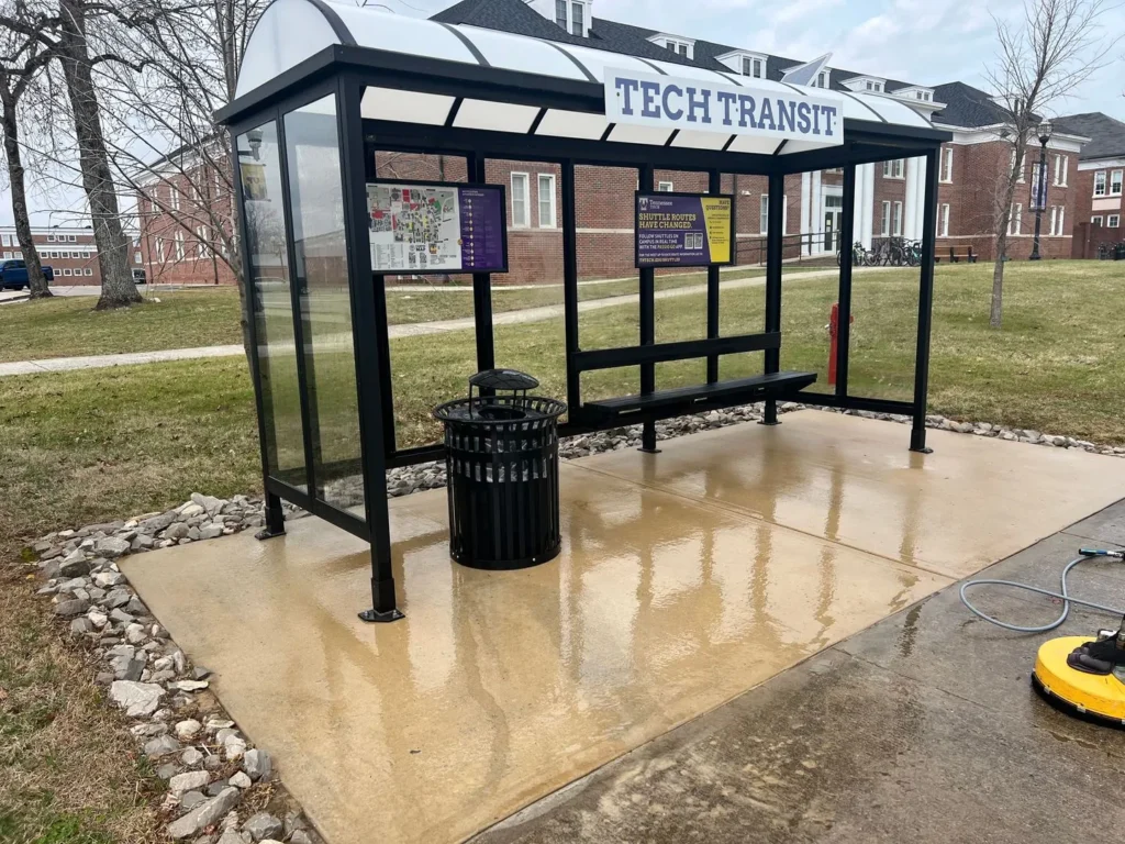 Commercial pressure washing for a building exterior