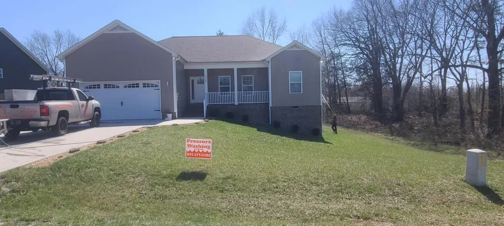 Upper Cumberland Pressure Washing service truck at a residential property