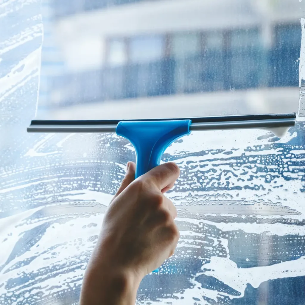 Exterior window washing on a Cookeville home